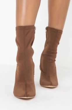 AZALEA WANG ONLY ONE FOR YOU STILETTO BOOTIE IN BROWN -AZALEA WANG SHOP azalea wang only one for you stiletto bootie in brown brown 3 3