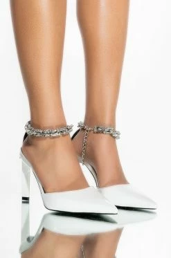 AZALEA WANG ONTO THE NEXT RHINESTONE CHAIN PUMP IN WHITE -AZALEA WANG SHOP azalea wang onto the next rhinestone chain pump in white white 1 1 c1