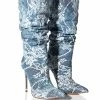AZALEA WANG OPAL DENIM AND DIAMOND STILETTO BOOT -AZALEA WANG SHOP azalea wang opal denim and diamond stiletto boot denim 1 1