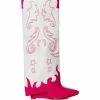 AZALEA WANG OUTLAND WESTERN WEDGE BOOT IN FUCHSIA WHITE -AZALEA WANG SHOP azalea wang outland western wedge boot in fuchsia white fuchsia 2 2