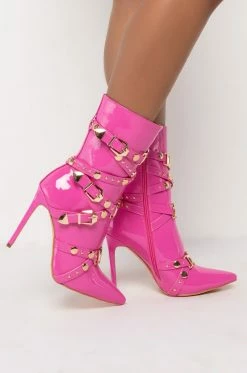 AZALEA WANG OVER AND OUT STILETTO BOOTIE IN PINK -AZALEA WANG SHOP azalea wang over and out stiletto bootie in pink pink 2 2