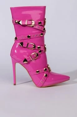 AZALEA WANG OVER AND OUT STILETTO BOOTIE IN PINK -AZALEA WANG SHOP azalea wang over and out stiletto bootie in pink pink 3 3