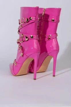 AZALEA WANG OVER AND OUT STILETTO BOOTIE IN PINK -AZALEA WANG SHOP azalea wang over and out stiletto bootie in pink pink 5 5