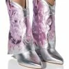 AZALEA WANG PARTY IN THE USA FOLD OVER WESTERN BOOT IN METALLIC -AZALEA WANG SHOP azalea wang party in the usa fold over western boot in metallic silver 1 1