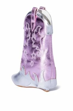 AZALEA WANG PARTY IN THE USA FOLD OVER WESTERN BOOT IN METALLIC -AZALEA WANG SHOP azalea wang party in the usa fold over western boot in metallic silver 4 4