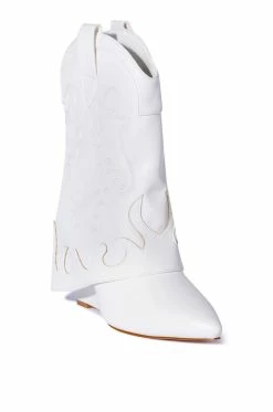 AZALEA WANG PARTY IN THE USA FOLD OVER WESTERN BOOT IN WHITE -AZALEA WANG SHOP azalea wang party in the usa fold over western boot in white white 3 3