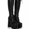 AZALEA WANG PRECIOUS CHUNKY LACE UP BOOT IN BLACK -AZALEA WANG SHOP azalea wang precious chunky lace up boot in black black 1 1