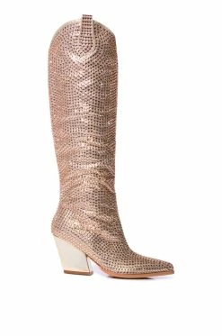 AZALEA WANG RAISE THE BAR EMBELLISHED WESTERN BOOT IN NUDE -AZALEA WANG SHOP azalea wang raise the bar embellished western boot in nude nude 3 3