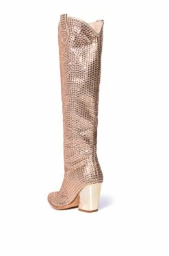 AZALEA WANG RAISE THE BAR EMBELLISHED WESTERN BOOT IN NUDE -AZALEA WANG SHOP azalea wang raise the bar embellished western boot in nude nude 5 5