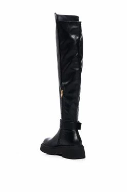 AZALEA WANG REAGAN KNEE HIGH FLAT BOOT IN BLACK -AZALEA WANG SHOP azalea wang reagan knee high flat boot in black black 4 4