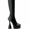 AZALEA WANG RIGHT ON BEAT CHUNKY BOOT WITH 4 WAY STRETCH IN BLACK -AZALEA WANG SHOP azalea wang right on beat chunky boot in black black 2 2 c1