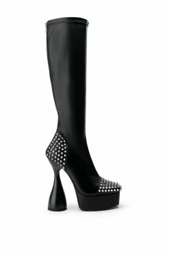 AZALEA WANG RIGHT ON BEAT CHUNKY BOOT WITH 4 WAY STRETCH IN BLACK