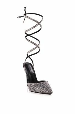 AZALEA WANG RISS BLING LACE UP PUMP IN BLACK -AZALEA WANG SHOP azalea wang riss bling lace up pump in black black 3 3