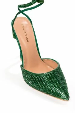 AZALEA WANG RISS BLING LACE UP PUMP IN GREEN -AZALEA WANG SHOP azalea wang riss bling lace up pump in green green 5 5
