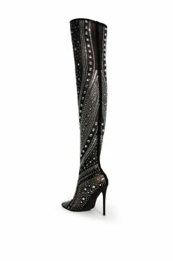 AZALEA WANG ROXY RHINESTONE THIGH HIGH STILETTO BOOT IN BLACK -AZALEA WANG SHOP azalea wang roxy rhinestone thigh high stiletto boot in black black 4 4