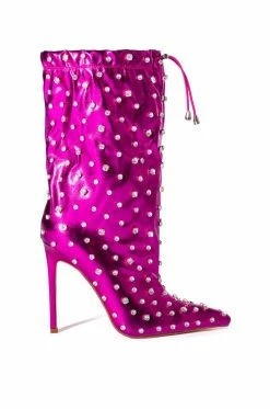AZALEA WANG RUN THIS TOWN EMBELLISHED METALLIC BOOTIE IN FUCHSIA -AZALEA WANG SHOP azalea wang run this town embellished metallic bootie in fuchsia fuchsia 3 3