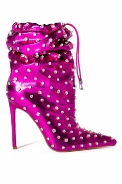 AZALEA WANG RUN THIS TOWN EMBELLISHED METALLIC BOOTIE IN FUCHSIA -AZALEA WANG SHOP azalea wang run this town embellished metallic bootie in fuchsia fuchsia 4 4