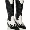 AZALEA WANG SALLY WESTERN BOOTIE IN BLACK WHITE -AZALEA WANG SHOP azalea wang sally western bootie in black white black white 1 1
