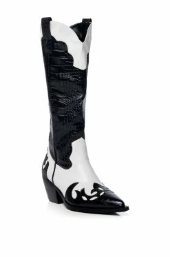 AZALEA WANG SALLY WESTERN BOOTIE IN BLACK WHITE -AZALEA WANG SHOP azalea wang sally western bootie in black white black white 3 3