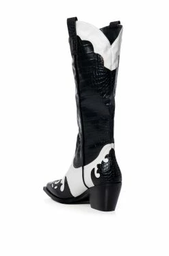 AZALEA WANG SALLY WESTERN BOOTIE IN BLACK WHITE -AZALEA WANG SHOP azalea wang sally western bootie in black white black white 4 4