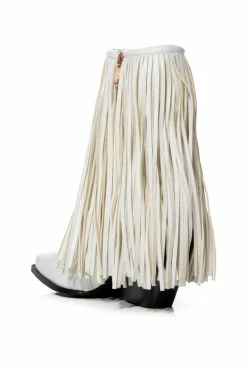 AZALEA WANG SCARLETT CHUNKY WESTERN FRINGE BOOTIE IN WHITE -AZALEA WANG SHOP azalea wang scarlett chunky western fringe bootie in white white 4 4