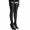 AZALEA WANG SEXY BELTED STRETCH PU STILETTO BOOT WITH 4 WAY STRETCH IN BLACK -AZALEA WANG SHOP azalea wang sexy belted stretch pu stiletto boot in black black 1 1