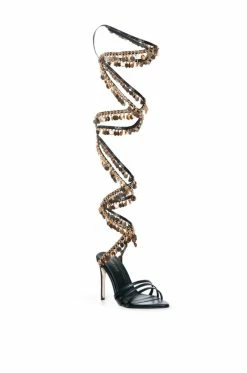 AZALEA WANG SHAKE YA BODY STRAPPY COIN STILETTO SANDAL IN BLACK -AZALEA WANG SHOP azalea wang shake ya body strappy coin stiletto sandal in black black 4 4 c1
