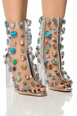 AZALEA WANG SHAYLEIGH EMBELLISHED PVC BOOTIE IN MULTI -AZALEA WANG SHOP azalea wang shayleigh embellished pvc bootie in multi multi 1 1 c1