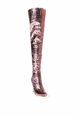 AZALEA WANG SHOWSTOPPER OVER THE KNEE STILETTO BOOT IN PINK -AZALEA WANG SHOP azalea wang showstopper over the knee stiletto boot in pink pink 3 3