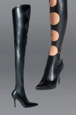 AZALEA WANG SILVIA STRETCH THIGH HIGH BOOT IN BLACK -AZALEA WANG SHOP azalea wang silvia stretch thigh high boot in black black 1 1 c1 c1