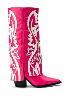 AZALEA WANG SIMPLY BELOW THE KNEE WESTERN BOOTIE IN PINK -AZALEA WANG SHOP azalea wang simply below the knee western bootie in pink pink 1 1