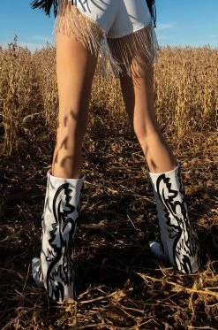 AZALEA WANG SIMPLY BELOW THE KNEE WESTERN BOOTIE IN WHITE BLACK -AZALEA WANG SHOP azalea wang simply below the knee western bootie in white black black white 1 1 c1