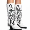 AZALEA WANG SIMPLY BELOW THE KNEE WESTERN BOOTIE IN WHITE BLACK -AZALEA WANG SHOP azalea wang simply below the knee western bootie in white black black white 2 2
