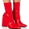 AZALEA WANG SIMPLY IRRESISTIBLE CHUNKY PU BOOTIE IN RED 1 AZALEA WANG SIMPLY IRRESISTIBLE CHUNKY PU BOOTIE IN RED -AZALEA WANG SHOP azalea wang simply irresistible chunky pu bootie in red red 1 1