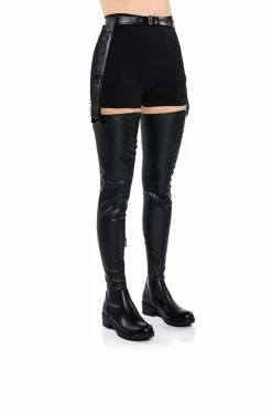 AZALEA WANG SMITTEN OVER YOU DETACHABLE BELT THIGH HIGH FLAT BOOT WITH 4 WAY STRETCH