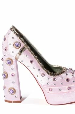 AZALEA WANG SOMETHING NEW SATIN PUMP IN PINK -AZALEA WANG SHOP azalea wang something new satin pump in pink pink 5 5