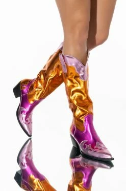 AZALEA WANG SPICE IT UP CHUNKY WESTERN BOOT IN MULTI