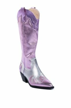 AZALEA WANG SPICE IT UP CHUNKY WESTERN BOOT IN PINK MULTI -AZALEA WANG SHOP azalea wang spice it up chunky western boot in pink multi multi 3 3