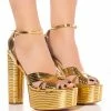 AZALEA WANG STACK IT UP STRAPPY SEXY CHUNKY SANDAL IN GOLD