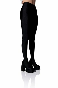 AZALEA WANG STAR STRETCH CHUNKY HEEL PANT BOOT IN BLACK -AZALEA WANG SHOP azalea wang star stretch chunky heel pant boot in black black 2 2