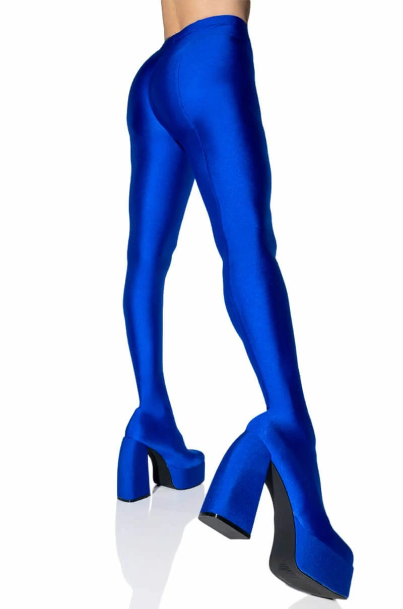 AZALEA WANG STAR STRETCH CHUNKY HEEL PANT BOOT IN BLUE 4 AZALEA WANG STAR STRETCH CHUNKY HEEL PANT BOOT IN BLUE - Image 2