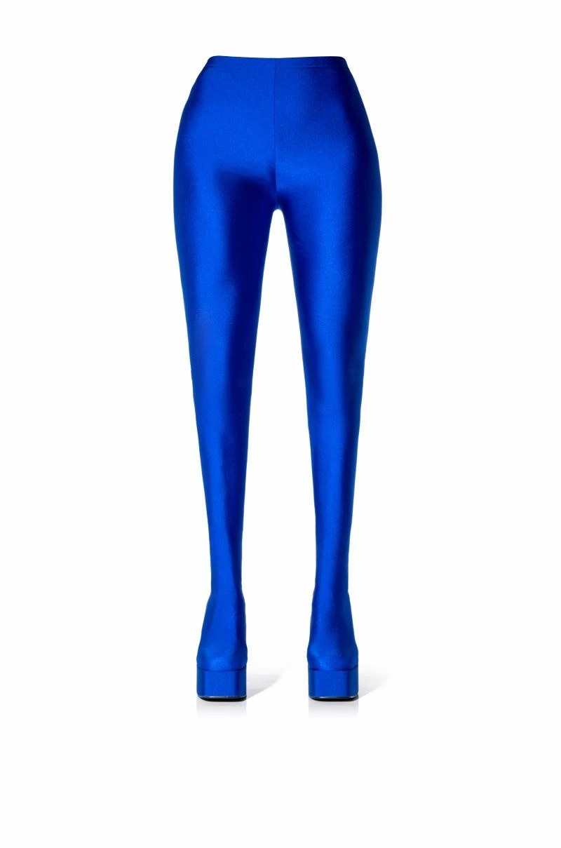 AZALEA WANG STAR STRETCH CHUNKY HEEL PANT BOOT IN BLUE 6 AZALEA WANG STAR STRETCH CHUNKY HEEL PANT BOOT IN BLUE - Image 4