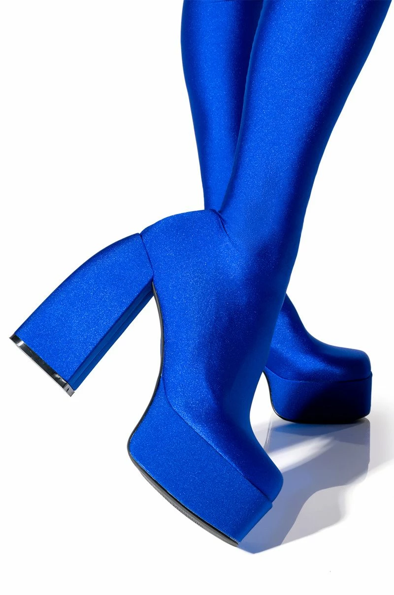 AZALEA WANG STAR STRETCH CHUNKY HEEL PANT BOOT IN BLUE 8 AZALEA WANG STAR STRETCH CHUNKY HEEL PANT BOOT IN BLUE - Image 6