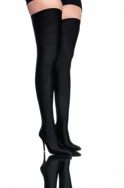 AZALEA WANG STAR STRETCH LOVE STRUCK ULTRA THIGH HIGH STILETTO BOOT IN BLACK