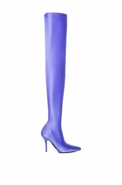 AZALEA WANG STAR STRETCH LOVE STRUCK ULTRA THIGH HIGH STILETTO BOOT IN PERIWINKLE -AZALEA WANG SHOP azalea wang star stretch love struck ultra thigh high stiletto boot in periwinkle periwinkle 6 6