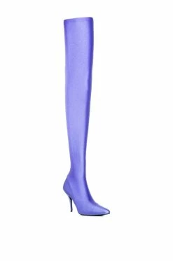 AZALEA WANG STAR STRETCH LOVE STRUCK ULTRA THIGH HIGH STILETTO BOOT IN PERIWINKLE -AZALEA WANG SHOP azalea wang star stretch love struck ultra thigh high stiletto boot in periwinkle periwinkle 7 7