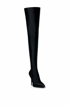 AZALEA WANG STAR STRETCH NEW LEVEL THIGH HIGH STILETTO BOOT IN BLACK -AZALEA WANG SHOP azalea wang star stretch new level thigh high stiletto boot in black black 3 3