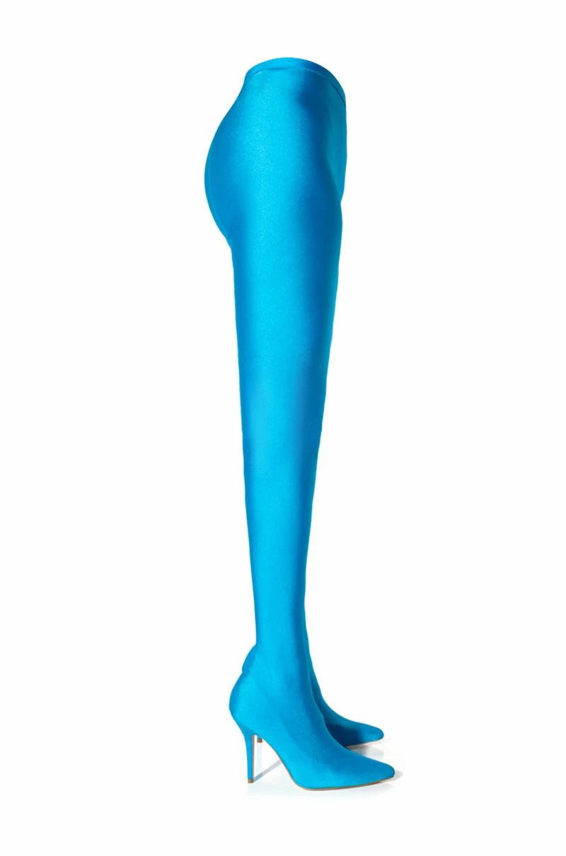 AZALEA WANG STAR STRETCH STILETTO PANT BOOT IN TURQUOISE 4 AZALEA WANG STAR STRETCH STILETTO PANT BOOT IN TURQUOISE - Image 2