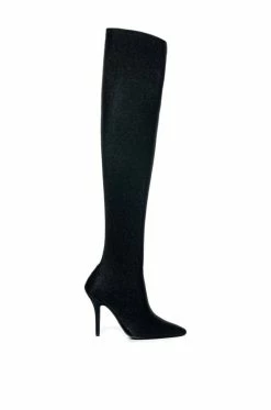 AZALEA WANG STAR STRETCH THIGH HIGH STILETTO BOOT IN BLACK -AZALEA WANG SHOP azalea wang star stretch thigh high stiletto boot in black black 3 3 c1 c1 c1