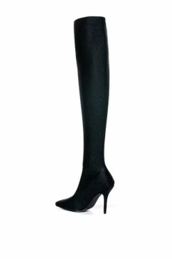 AZALEA WANG STAR STRETCH THIGH HIGH STILETTO BOOT IN BLACK -AZALEA WANG SHOP azalea wang star stretch thigh high stiletto boot in black black 5 5 c1